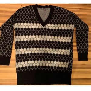 Vince Sweater Black White Geometric XXS Cashmere